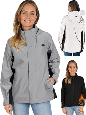 Produktbild von Valkental® Reflektierende & Wasserdichte 3in1 Jacke Damen [Fleece Zipp-In & Verstaubare Kapuze] Geeignet als Winterjacke, Regenjacke & Fahrradjacke