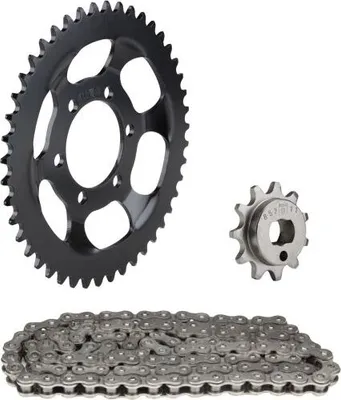 Zdjęcie produktu dla Zestaw łańcucha, 3-częściowy, czarny, 11/45 zębów, do Zündapp ZS 25 typ 460 (od nr silnika 9955241/1043004) – Citomerx