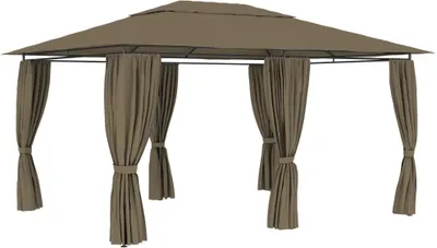 Produktbild von Gartenzelt mit Vorhängen 4x3 m Taupe 180 g/m²
