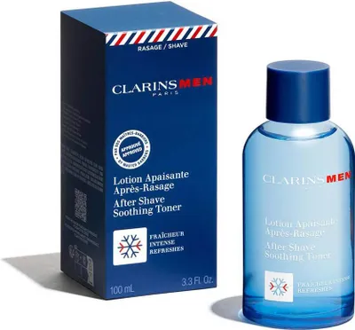 Produktbild von Clarins ClarinsMen Soothing, After-Shave-Lotion, Jeder Hauttyp, 100 ml, Feuchtigkeitsspendend, Beruhigend, Flasche, ALCOHOL. AQUA/WATER/EAU. GLYCERIN. BUTYLENE GLYCOL. BETAINE. PARFUM/FRAGRANCE. PEG-40 HYDROGENATED...