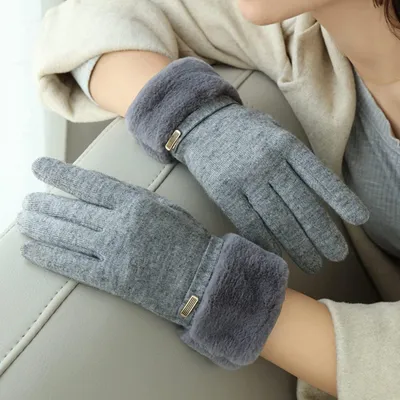 Immagine prodotto di Guanti da donna - Lavorati a maglia e caldi - Grigio