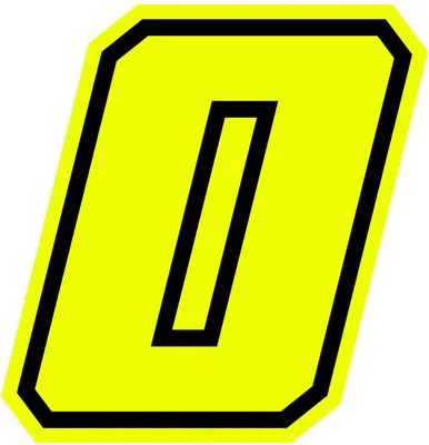 Produktbild von Sticker Rennnummer für Moto "0" Race Moto GP, Gelb Fluo, 10 x 10 cm