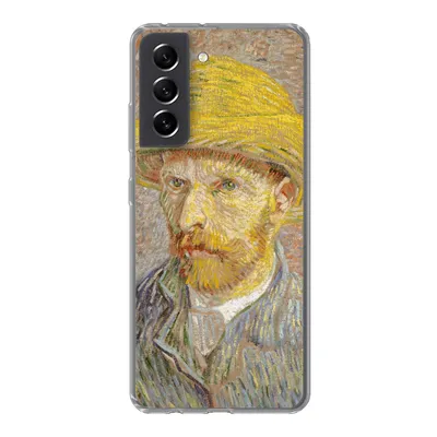 Produktbild von MuchoWow® Handyhülle Schutzhülle Hülle für Samsung Galaxy S21 FE Selbstbildnis mit Strohhut - Vincent van Gogh Silikon Softcase Handy Hülle - Mobiltelefonhülle
