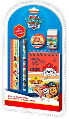 Productafbeelding van Psi Patrol schoolset 5-in-1: notitieboekje, liniaal, gum, puntenslijper, potlood / PW19768