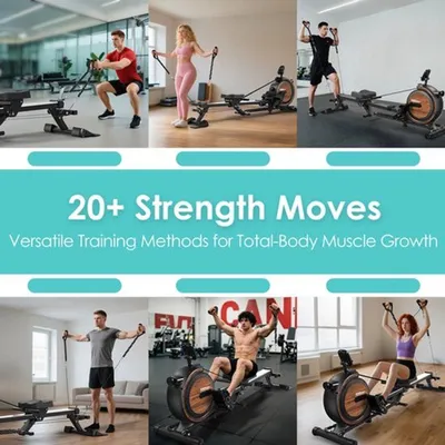 Imagen del producto de Máquina de remo magnética para un entrenamiento de todo el cuerpo - 16 niveles de resistencia - Bluetooth