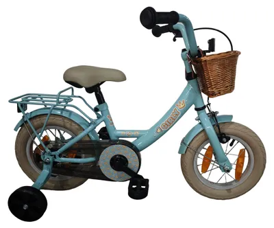 Obrázok produktu pre Detské bicykle Bikefun Girly 12 palcov – s košíkom, pomocnými kolieskami a brzdovým nábojom – modré