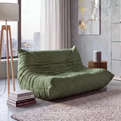 Zdjęcie produktu dla Sofa dwuosobowe HWC-R34, sofa dwuosobowa, sofa tapicerowana/relaksacyjna, obita tkaniną, welur (300g/m²), szerokość 138 cm, kolor: zielony