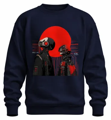 Productafbeelding van Japanse cyberpunk sciencefiction mecha, futuristische techwear, Y2K anime sweatshirt, marineblauw, maat XXL