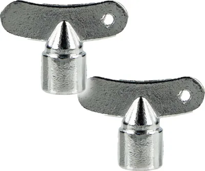 Two silver keys with pointed tips and curved handles are shown against a white background.