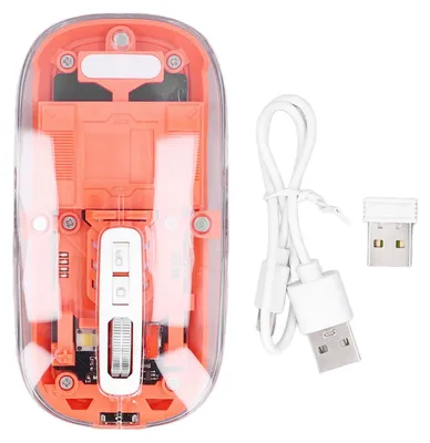 Obrázok produktu pre Bezdrôtová Bluetooth myš BT1 BT2, 2,4 GHz, 3 režimy, tichá, nastaviteľná DPI, nabíjateľná, priehľadná, pre PC, notebook, tablet, oranžová