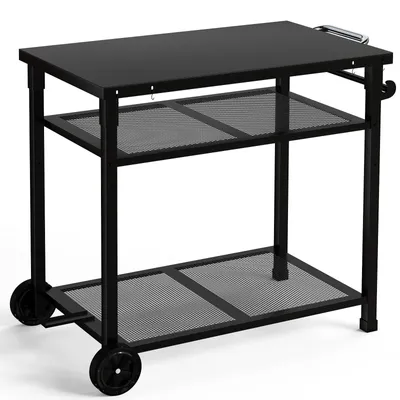 Imagen del producto de Carro de parrilla metálico con 3 niveles, de 85 x 51 cm, resistente al agua, ideal para jardín y camping