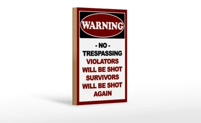 Produktbild von Holzschild Hinweis 12x18cm Warning no trespassing