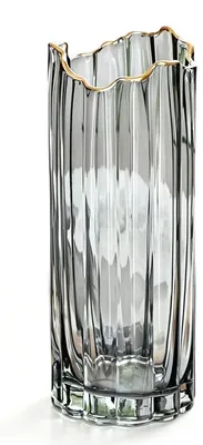 Image de Vase en verre transparent avec bordure dorée, 30 cm