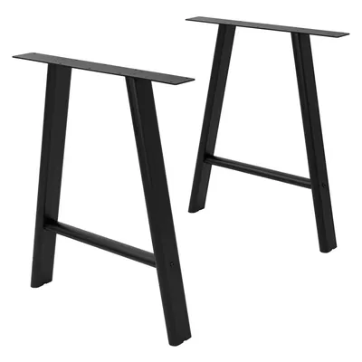 Produktbild von ML-Design Tischbeine Metall Schwarz 2er Set, Tischgestell Outdoor wetterfest, Tischfüße A-Form, Tischkufen aus Stahl, Tischuntergestell 60x72 cm Flach