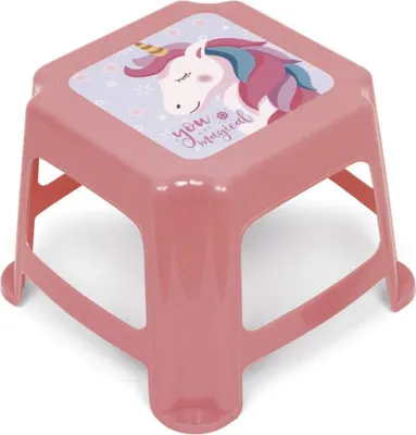 Obrázok produktu pre stolička jednorožec 27 x 27 cm polypropylén červená/ružová