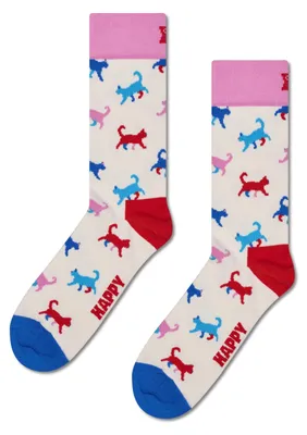 Image de Happy Socks Kitten Love Crew-chaussettes Blanc UE 36-40 Hommes,Femmes Blanc UE 36-40