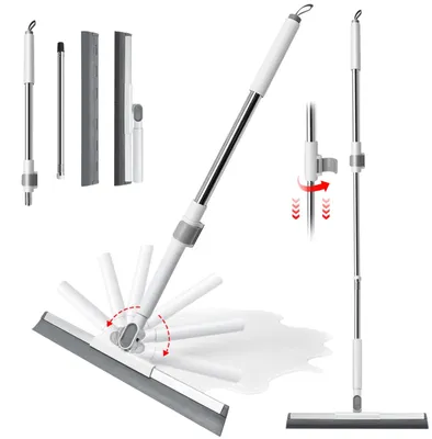 Obrázek produktu pro Škrabka na sprchové kouty s teleskopickou rukojetí 90-115 cm, gumová stěrka o šířce 40 cm, otočná o 180°, určená pro koupelny