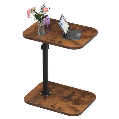 Image de Table d'appoint / table basse en forme de C, réglable en hauteur, pour lit et canapé, montage facile