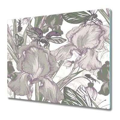 Produktbild von Küchenschneidebrett - Schneidebrett Glas - Herdabdeckung - Wildblumen