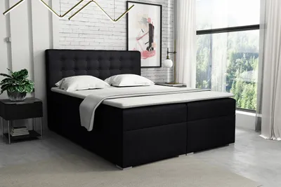 Produktbild von Deine Möbel 24 Boxspringbett CLAUDIA 180x200 cm Inari 100 Schwarz Komplettbett inkl..Bonellfederkern-Matratzen H3 Polsterbett Ehebet inkl. Topper