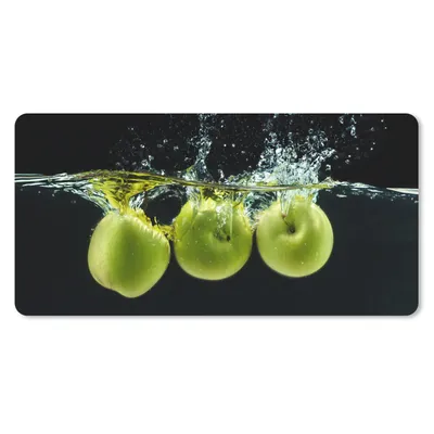 Produktbild von MuchoWow® Schreibtischunterlage Äpfel - Obst - Wasser - Schwarz - Grün 80x40 cm - XXL Mauspad - Gaming Mauspad