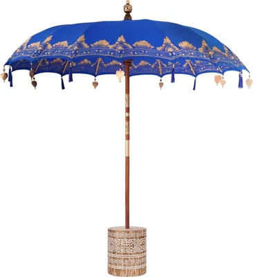 Image de vidaXL Parasol balinais avec socle Bleu 215 x 215 x 260 cm