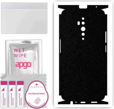 Produktbild von apgo Rückseite + Seiten Schutzfolie, Skin, kompatibel mit Oppo Reno2 Z, Hinten Displayschutzfolie aus Vinylfolie, kratzfest, einfache Montage - Mattschwarz