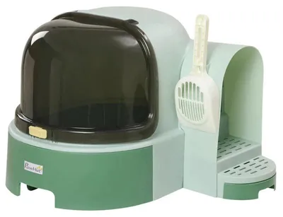 Zdjęcie produktu dla Kuweta dla kota z pokrywą | Kolor: Jasnozielony + Ciemnozielony + Czarny | Wymiary: 60x52x42 cm