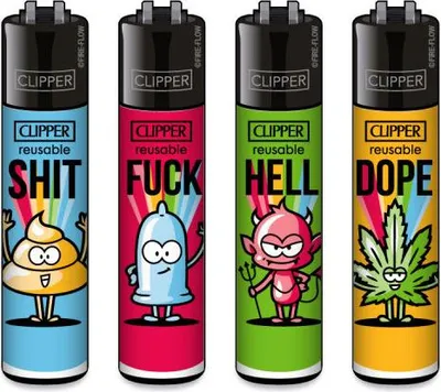 Produktbild von Clipper Reibrad Feuerzeuge Slogan #31, 4 Stück