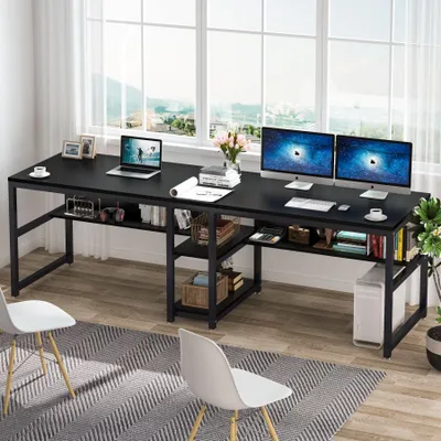 Image de Bureau - Bureau d'ordinateur - Meuble de travail - Table d'ordinateur - Mobilier de bureau - Bureau double pour deux personnes