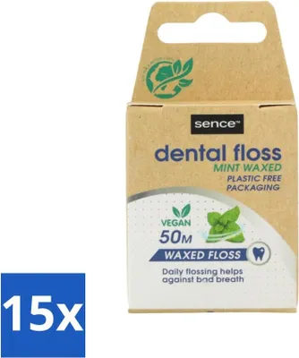 Produktbild von Sence - Fresh Mint - Zahnseide - Erfrischend - 50 Meter - Vorteilspack - 15 Stücke