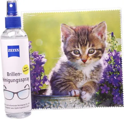 Produktbild von Mikrofasertuch "Kätzchen mit lila Blumen"  Größe 18,5*18,5 cm von La Kelnet