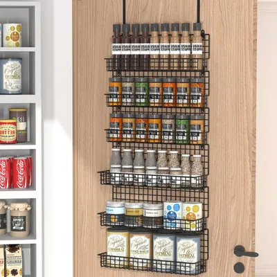 Produktbild von JKsmart 6-stöckiges Gewürzregal mit Türhaken, Wandmontage und über der Tür, Gewü