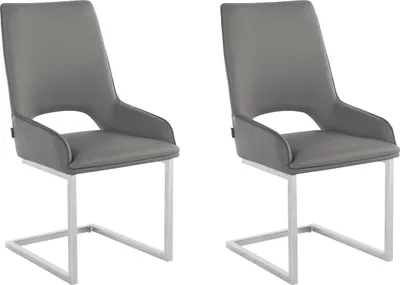 Produktbild von Samantha | Esszimmerstühle 2er Set in PolyurethanAnthrazit und Hellgrau