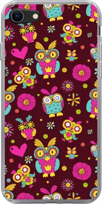 Produktbild von MuchoWow® Handyhülle Schutzhülle Hülle für Telefoonhoesje iPhone 8 Mädchen - Eule - Schokolade - Muster - Mädchen - Kind - Kinder Silikon Softcase Handy Hülle - Schutzhaube