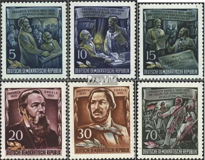 Produktbild von Briefmarken DDR 1955 Mi 485A-490A (kompl.Ausg.) gestempelt 60.Todestag von Engels