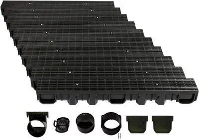 Immagine prodotto di Canale di drenaggio altezza 115 mm plastica 10 m, griglia longitudinale, nero
