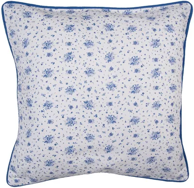 Produktbild von Clayre & Eef Kissenbezug 40x40 cm Weiß Blau Baumwolle Rosen