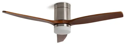 Produktbild von Deckenventilator mit Licht Lautlos DC Holzflügel Leros Dunkles Holz Fernbedienung Groß (über 20 m²) 132 cm Nickel