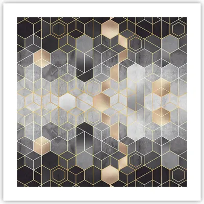 Produktbild von Poster - Poster ohne Rahmen - Geometrisch Abstraktion Sechsecke - 50x50 cm - Wand Bild - Wanddeko - Wandbilder - Kunstposter - Wandposter - Bilder - Kunstdruck - Wanddekoration - P2XAC50x50-4776