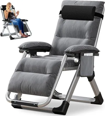 Imagen del producto de Silla de jardín, tumbona, silla reclinable, tumbona plegable, color gris