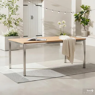 Produktbild von home24 Gartentisch - Teak Massiv / Edelstahl