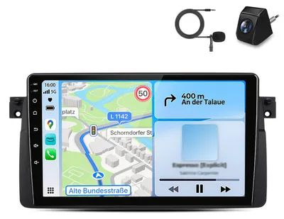Obrázok produktu pre 9-palcové autorádio s Androidom pre BMW radu 3 E46 (1998–2004) s bezdrôtovým CarPlay a zadnou kamerou – autorádio s Android Auto a GPS navigáciou, 6+128 GB
