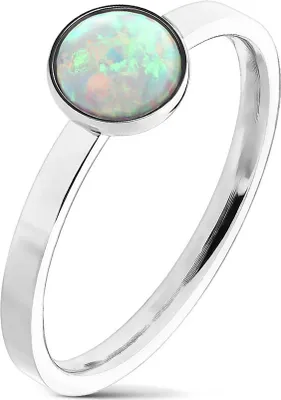 Produktbild von Ring mit Opal silber aus Edelstahl 60 (19.1 mm Ø)