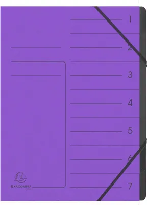 Zdjęcie produktu dla Segregator – 7 przegródek, format A4, karton Colorspan w kolorze fioletowym. Opakowanie zawiera 10 sztuk