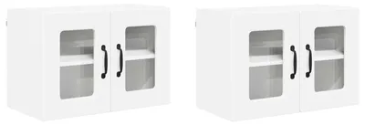 Produktbild von vidaXL Wandglas-Schrank PORTO 2 pcs Weiß 60 x 31 x 40 cm Holzwerkstoff