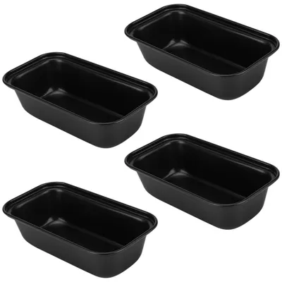 Productafbeelding van Mini bakvormen, 4 stuks. Rechthoekig, antiaanbaklaag. 15,5 x 8,5 x 4 cm. Koolstofstaal, zwart
