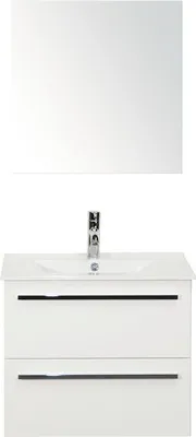 Produktbild von Sanox Badmöbel-Set Seville BxHxT 61 x 170 x 46 cm Frontfarbe weiß mit Waschtisch Keramik weiß, Waschtischunterschrank un