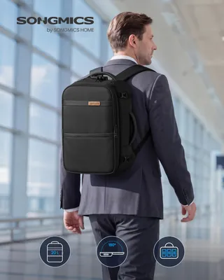Obrázek produktu pro SONGMICS Batoh do příručního zavazadla pro Ryanair, voděodolný cestovní batoh s přihrádkou na 14palcový notebook, objem 20 litrů, rozměry 40 x 25 x 20 cm, černý