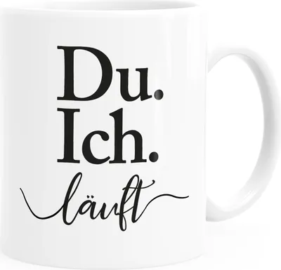 Produktbild von Kaffee-Tasse Aufschrift Liebe Ich Du läuft Liebeserklärung Geschenk für Mann Freundin Partner Moonworks® weiß Keramik-Tasse